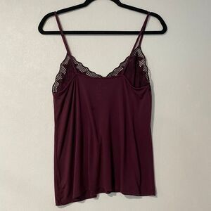 American Eagle Soft & Sexy Lace Trim Tank Top Burgundy Spaghetti Strap Camisole